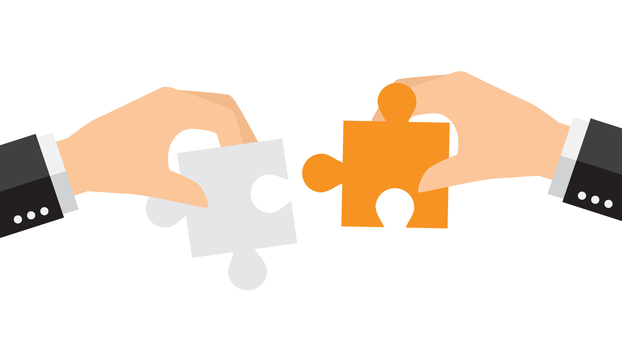 two hands and puzzel 